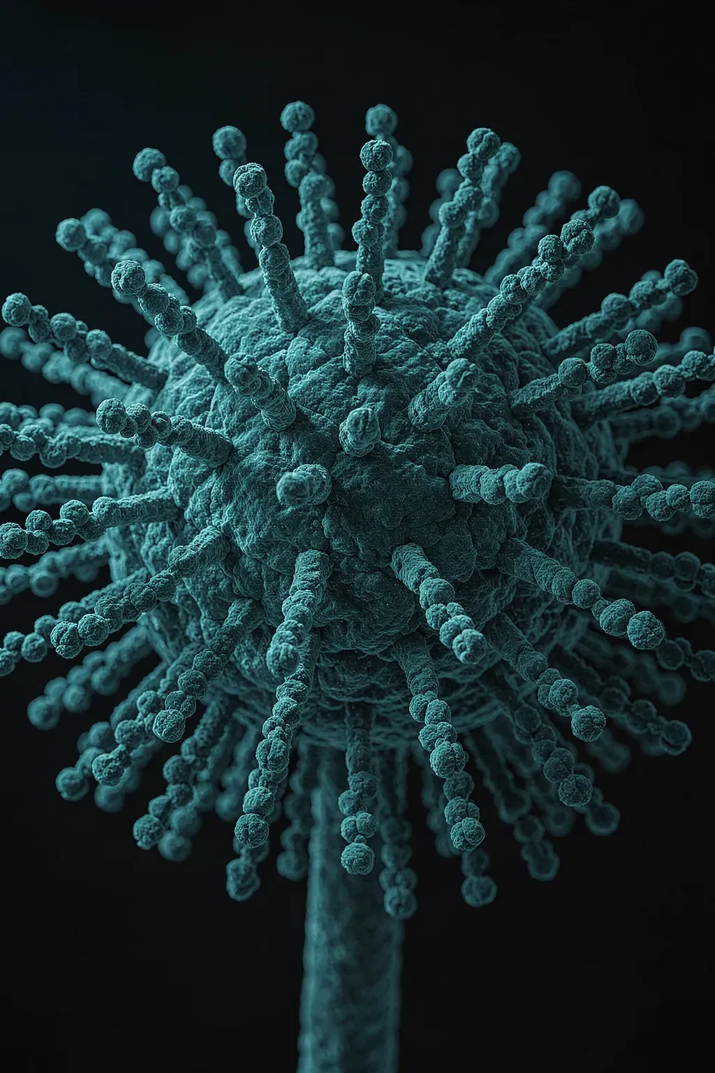 Fungal spores under electron microscope